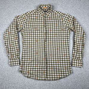 Reyn Spooner Shirt Mens Small Green‎ Check Embroidered Palm Trees Long Sleeve